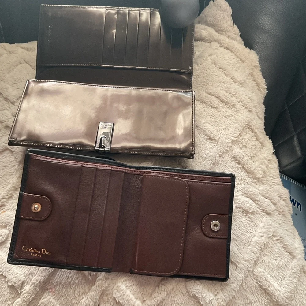 Dior Black Leather Clutch and CD-Logo Bifold Wallet